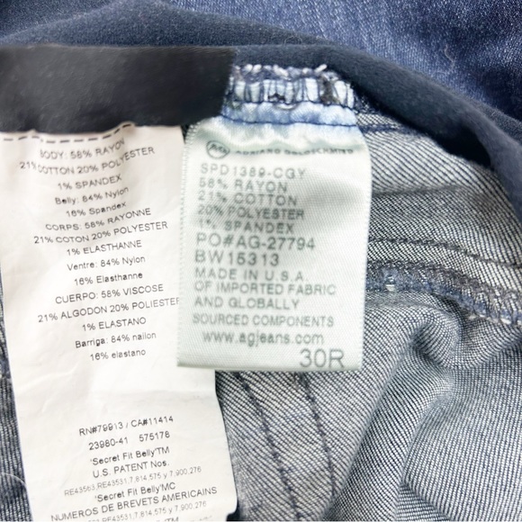 AG Adriano Goldschmied Maternity Skinny Jeans Secret Fit Belly Size 30 - Picture 3 of 9